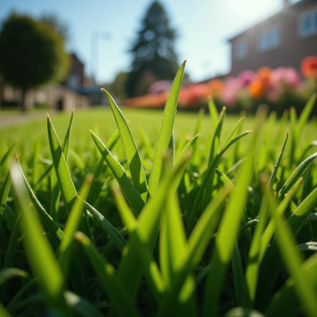 Garden lawn showing perfectly cut grass
